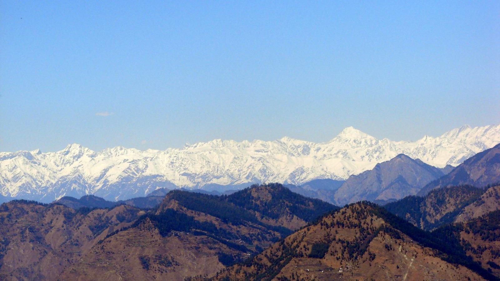 View of the Himalayas from Jalori Pass near Jibhi, Himachal Pradesh