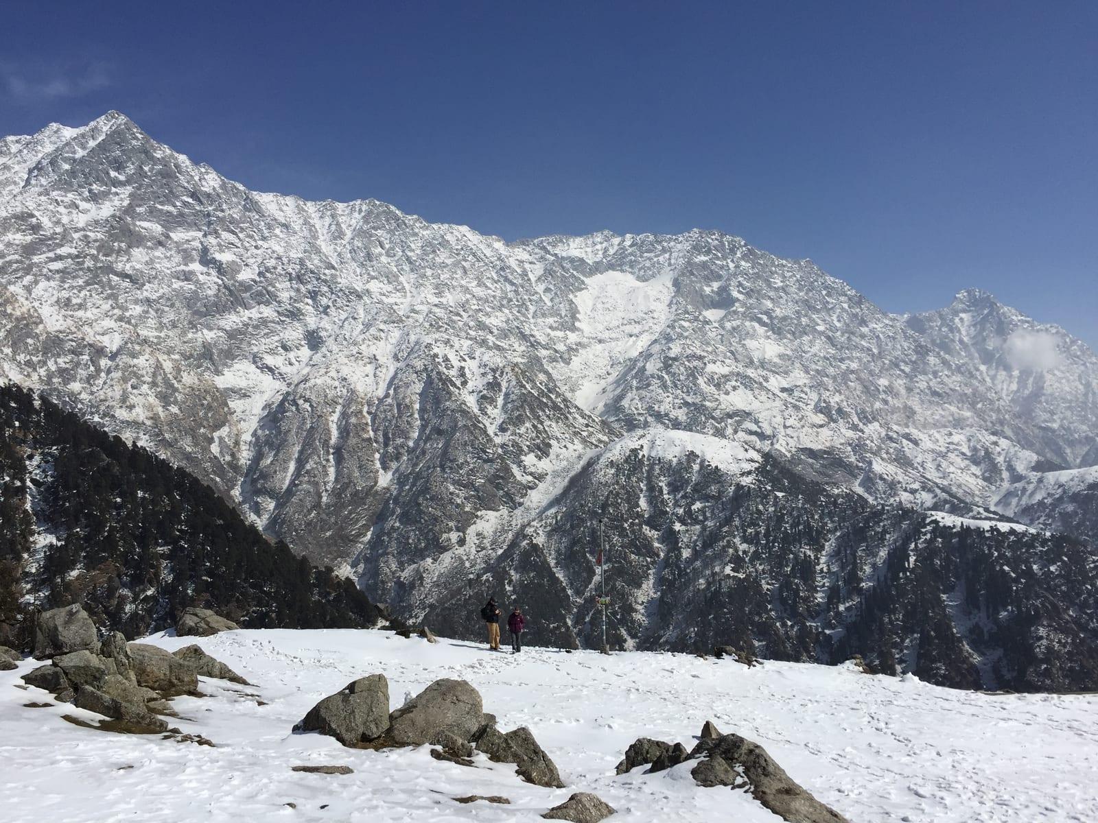 Hanuman Ji Ka Tibba peak in the Dhauladhar range, seen from Triund